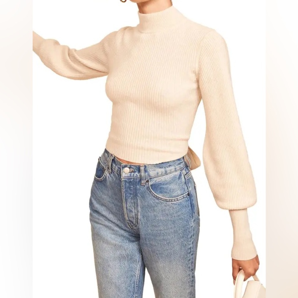 Reformation Osteria Open Back Sweater in Gossamer size S - Picture 4 of 9